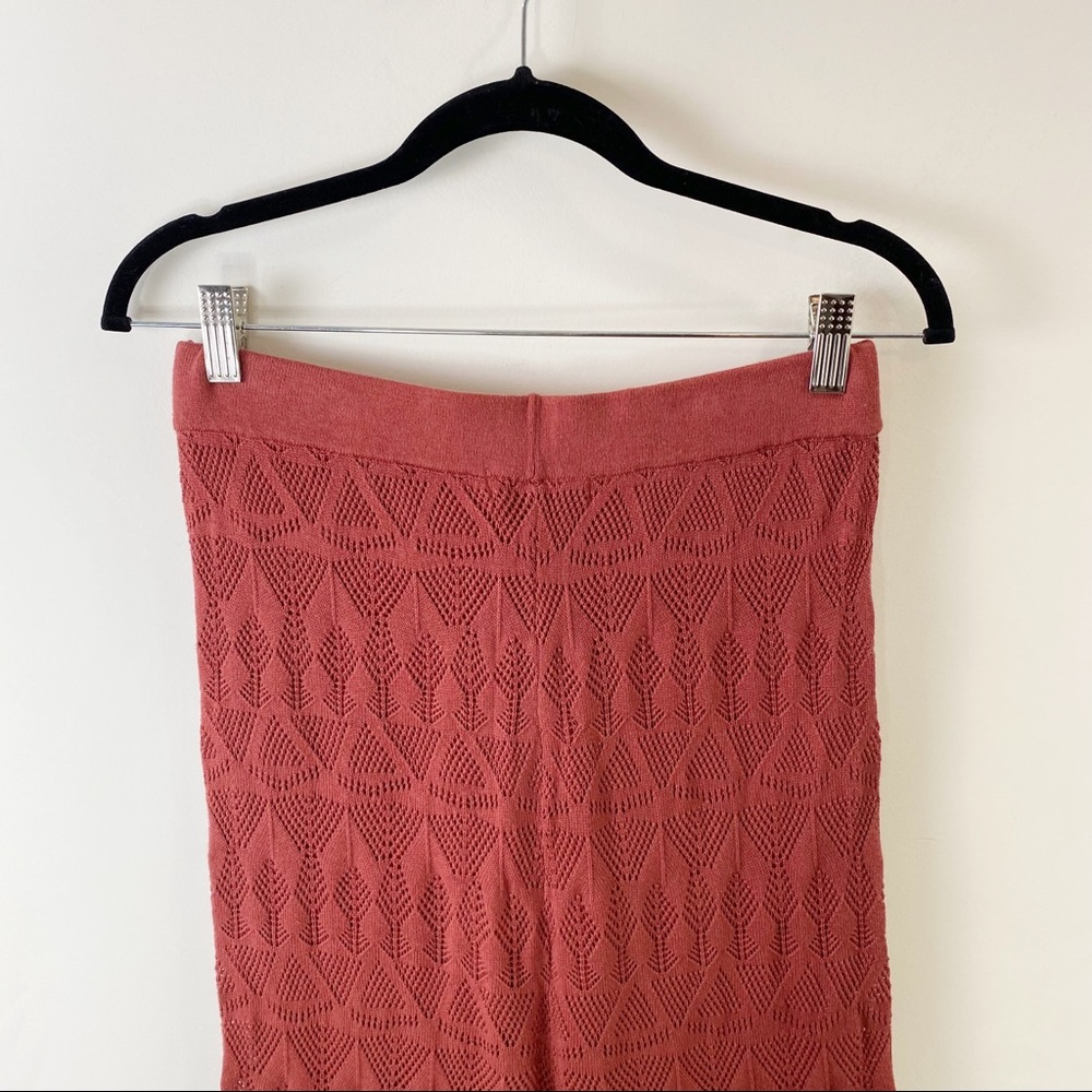 Anthropologie Wide-Leg Crochet Knit Pants in Terracotta - Picture 6 of 14